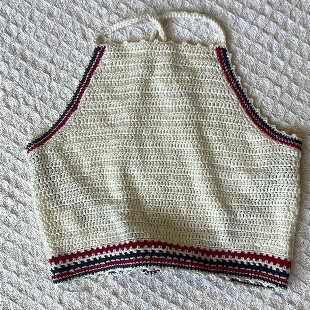 Crochet Halter Top with Striped Trim